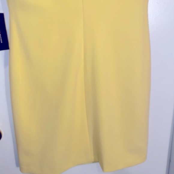 NWT: Tommy Hilfiger Soft Yellow Scuba Crepe Grommet Top Pocket Dress Size 8P - Picture 7 of 9